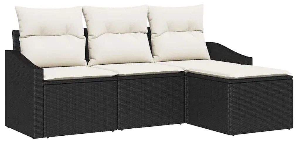 vidaXL Σετ Καναπέ Κήπου 4 pcs Μαύρο Πολυ ράταν