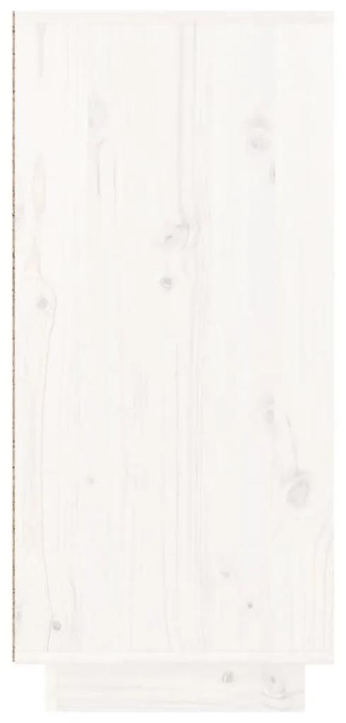 Μπουφές Λευκός 110 x 34 x 75 εκ. από Μασίφ Ξύλο Πεύκου - Λευκό