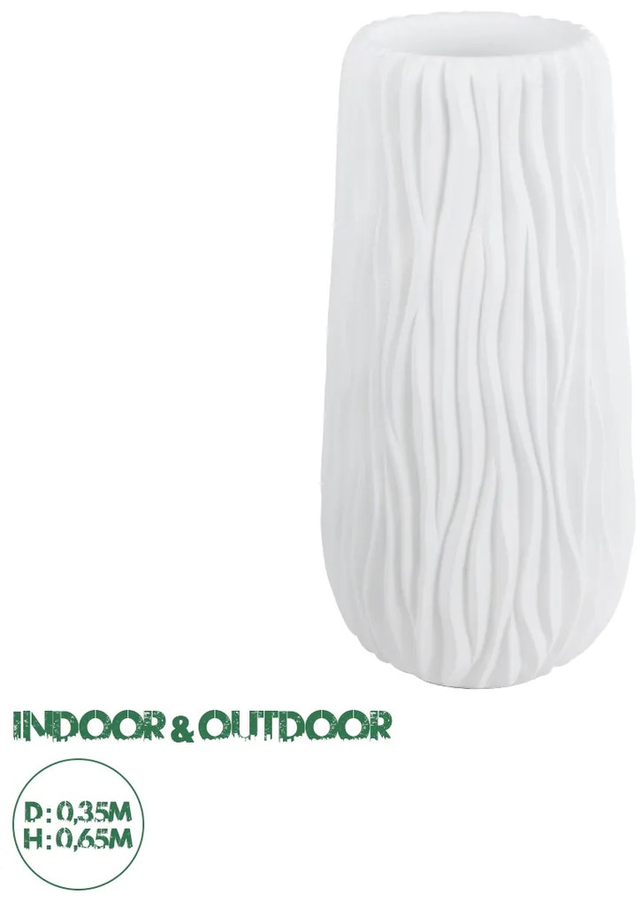 20768 GloboStar®  Artificial Garden ORIENTE 20768 Επιδαπέδιο Πολυεστερικό Τσιμεντένιο Κασπώ Γλάστρα - Flower Pot Λευκό Φ35 x Υ65cm