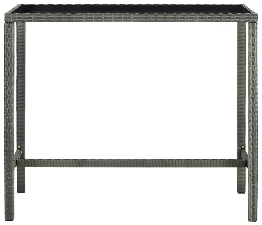vidaXL Τραπέζι Μπαρ Κήπου Γκρι 130x60x110 εκ. Συνθετικό Ρατάν/Γυαλί
