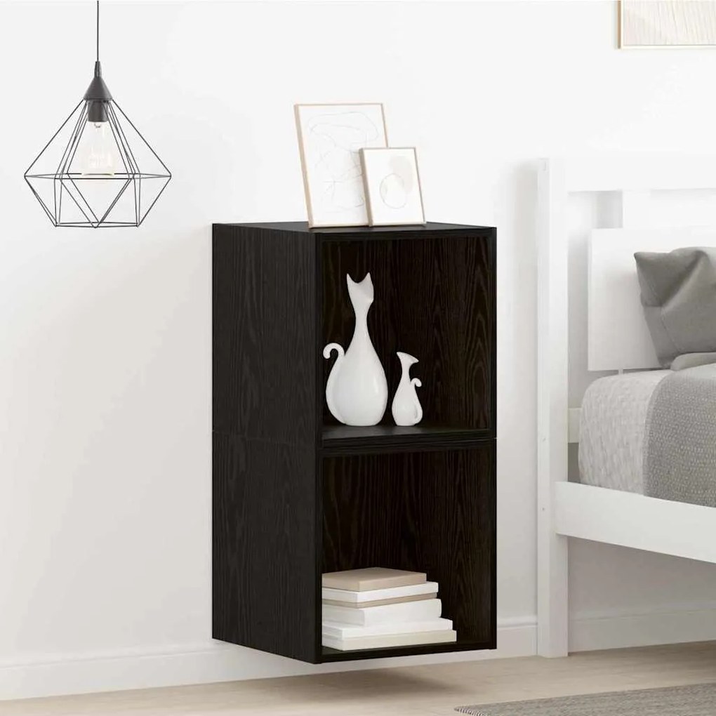 vidaXL Ντουλάπα Τοίχου με ράφι 2 pcs Μαύρη Οξυά 37 x 37 x 37 εκ