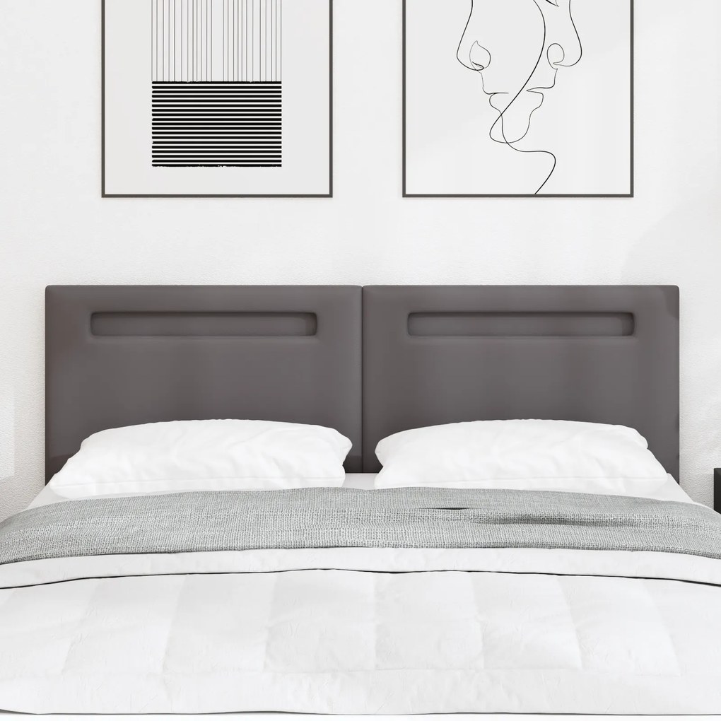 vidaXL Κεφαλάρι Επιτοίχιο με κεφαλάρι Γκρι 144 cm PVC