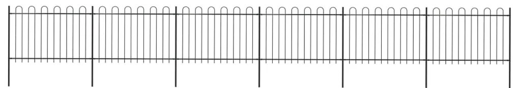 vidaXL Φράχτης Κήπου με Κορυφή από Ατσάλι 1070x120 εκ. Μαύρος