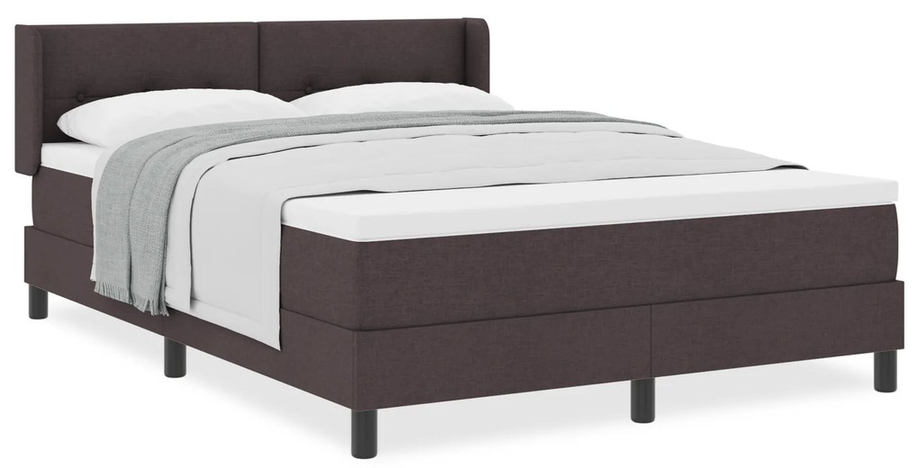 vidaXL Κρεβάτι με ελατήρια Σκούρο Καφέ 140 x 190 cm Ύφασμα και αφρός
