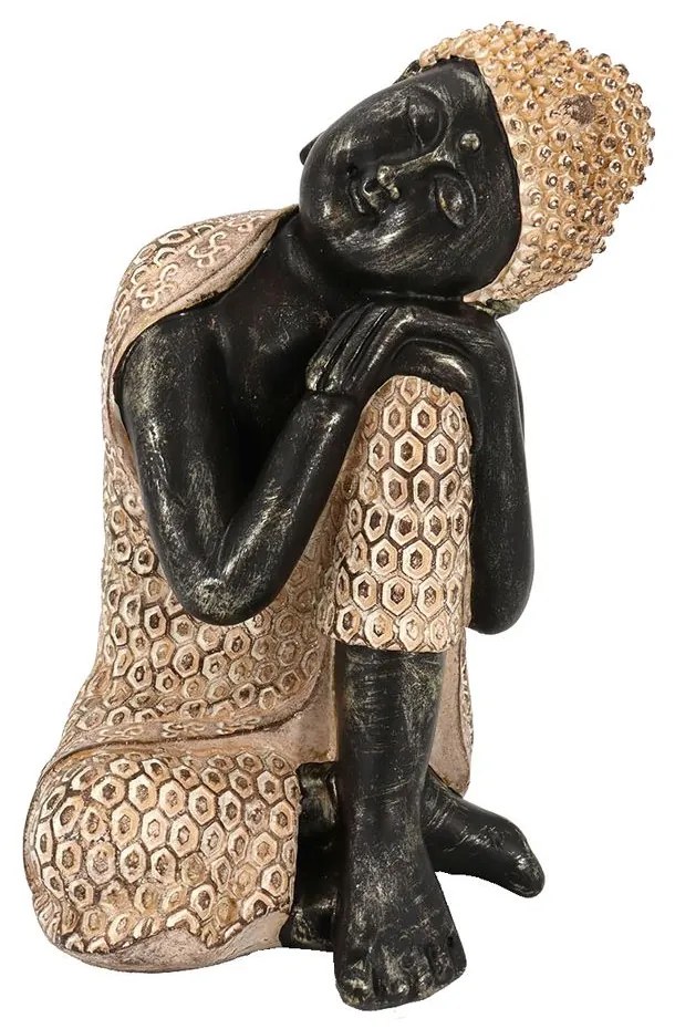 Διακοσμητικό Αντικείμενο Επιτραπέζιο Resting Buddha 1 022294 15x14,5xH23,5cm Natural-Black Polyresin