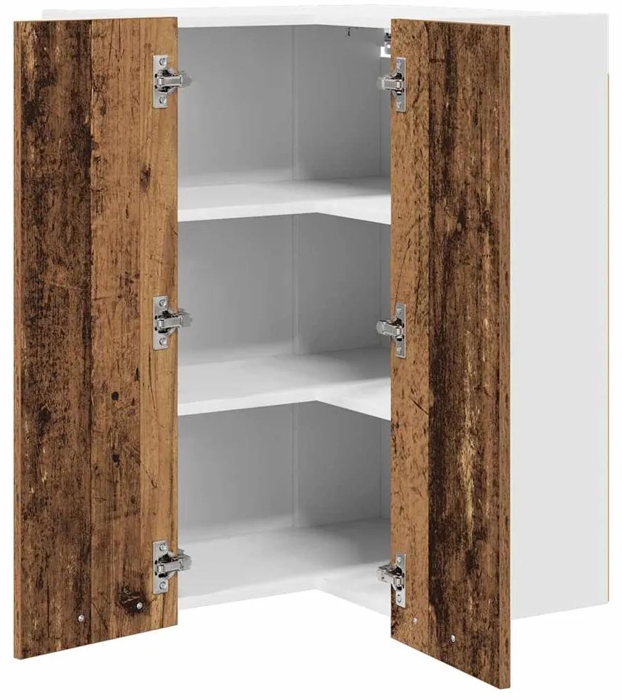 vidaXL Κρεμαστό ντουλάπι Riga Παλαιό Ξύλο και Λευκό 57 x 57 x 80 εκ.