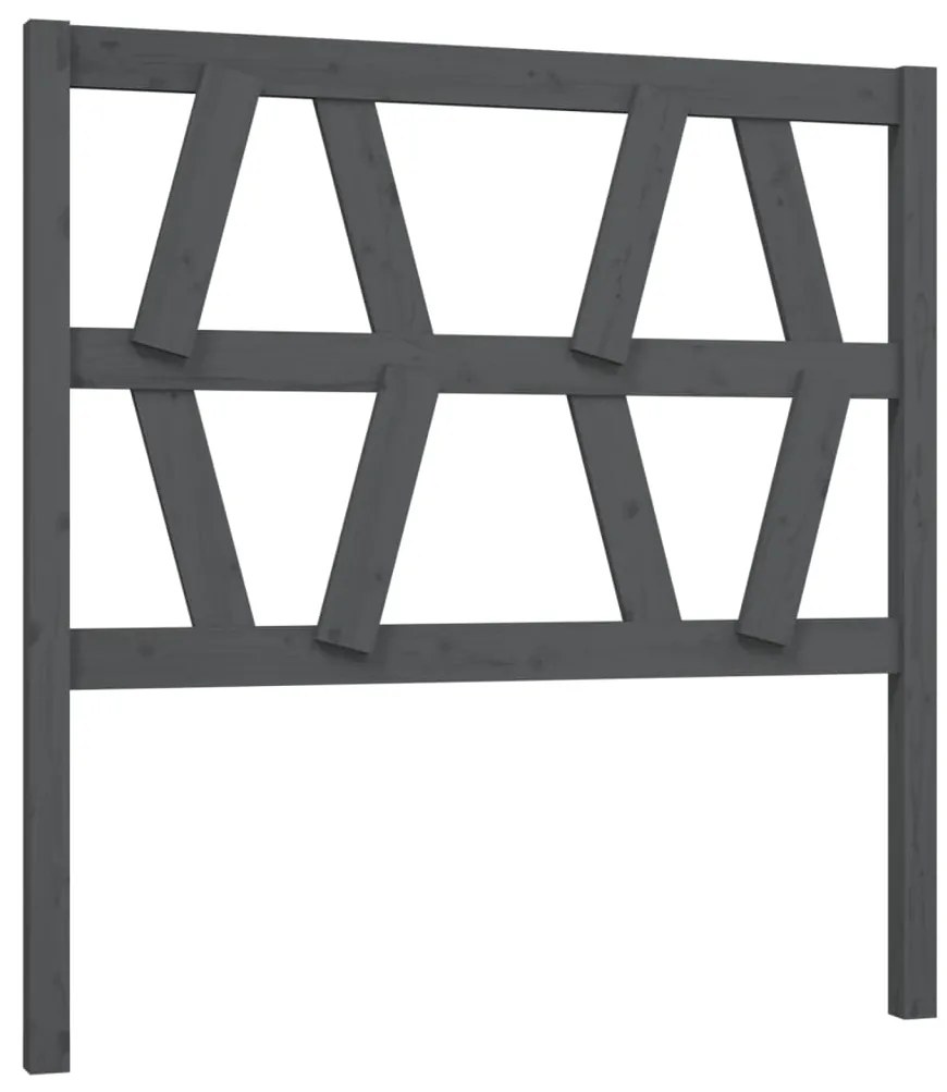 vidaXL Κεφαλάρι Κρεβατιού Γκρι 81 x 4 x 100 εκ. από Μασίφ Ξύλο Πεύκου