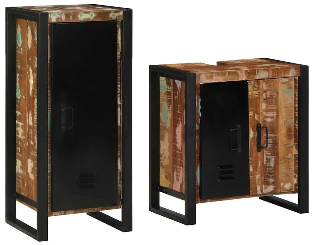 vidaXL Σετ Επίπλων Μπάνιου με συρτάρι 2 pcs Στερεό Ανακτηθέν Ξύλο