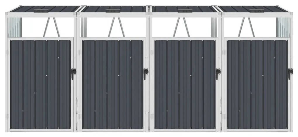 vidaXL Πλαίσιο Τετραπλό για Κάδους Ανθρακί 286 x 81 x 121 εκ. Ατσάλινο