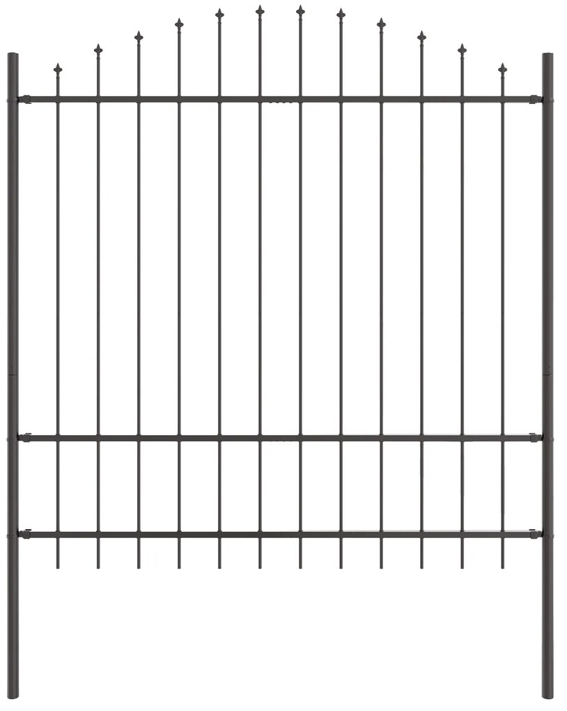 vidaXL Φράχτης κήπου  με καμπύλη κορυφή, Γκρι, 13,6x1,75 μ, Χάλυβας