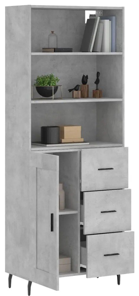 vidaXL Ντουλάπι Γκρι Σκυροδέματος 69,5x34x180 εκ. Επεξεργασμένο Ξύλο