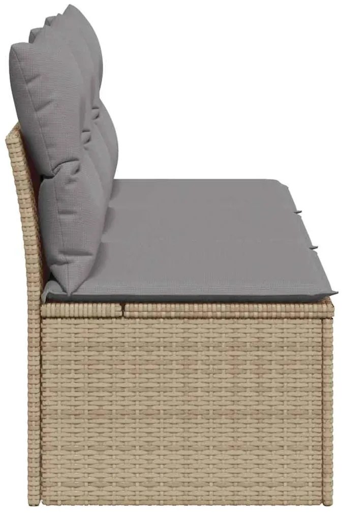 vidaXL Καναπές Κήπου Τριθέσιος Μπεζ από Συνθετικό Ρατάν με Μαξιλάρια