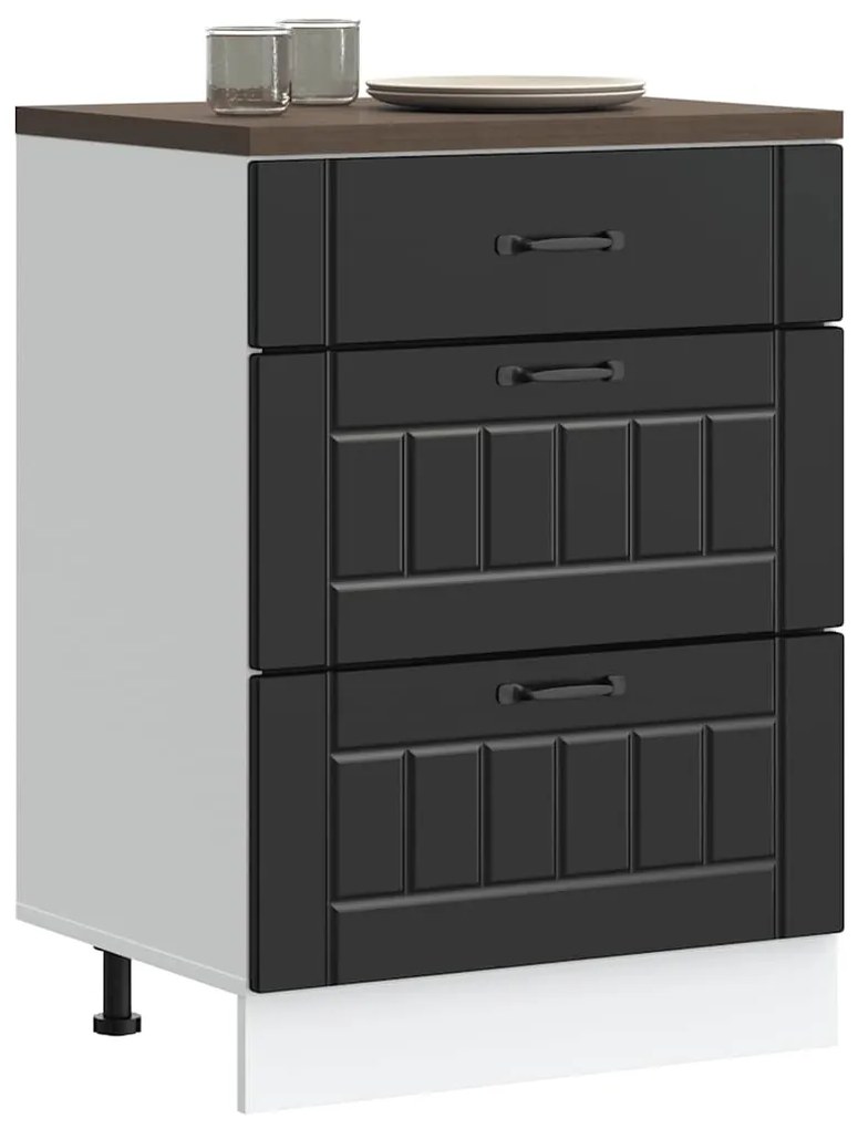 Βάση Κουζίνας "Lucca" Μαύρο από Μηχανικά Ξύλινο Υλικό