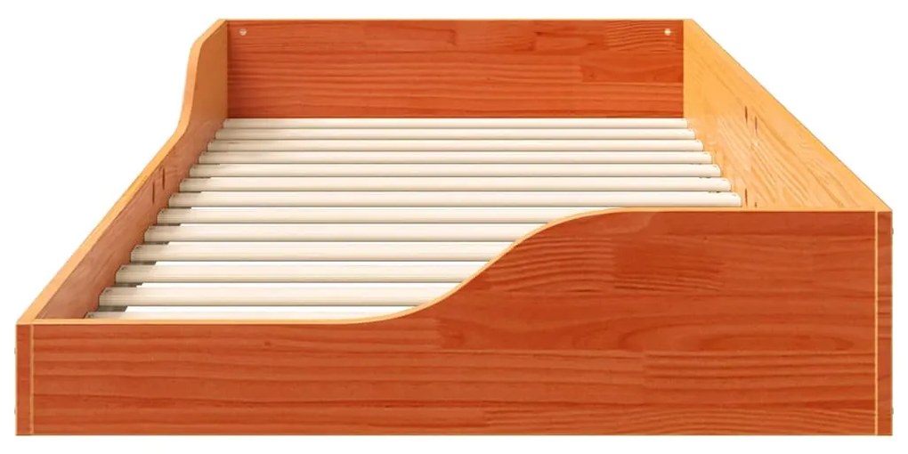 vidaXL Κρεβάτι δαπέδου Καφέ κεριού 80 x 210 cm Μασίφ ξύλο πεύκου