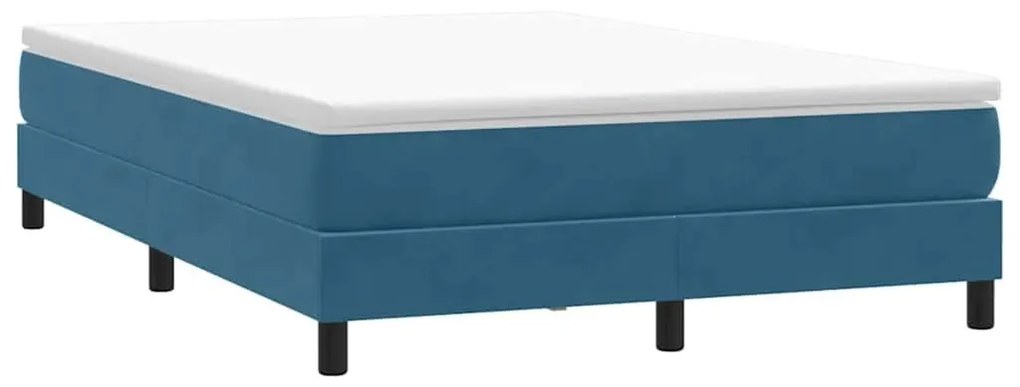 BOX SPRING ΚΡΕΒΑΤΙ ΧΩΡΙΣ ΣΤΡΩΜΑ ΣΚΟΥΡΟ ΜΠΛΕ ΒΕΛΟΥΔΙΝΟ 3315829