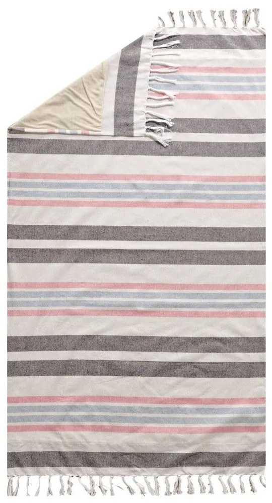 Πετσέτα Θαλάσσης - Παρεό Διπλής Όψης Aruba 232 Ecru-Grey-Pink Kentia Θαλάσσης 80x160cm Cotton-Microfiber