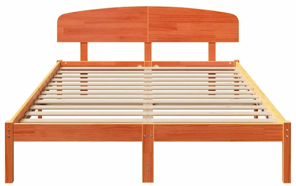 vidaXL Σκελετός Κρεβατιού με κεφαλάρι Κερωτό καφέ 140 x 200 cm