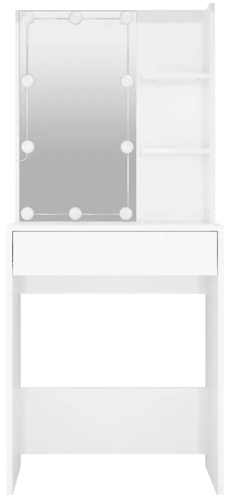 vidaXL Μπουντουάρ με LED Γυαλιστερό Λευκό 60x40x140 εκ.