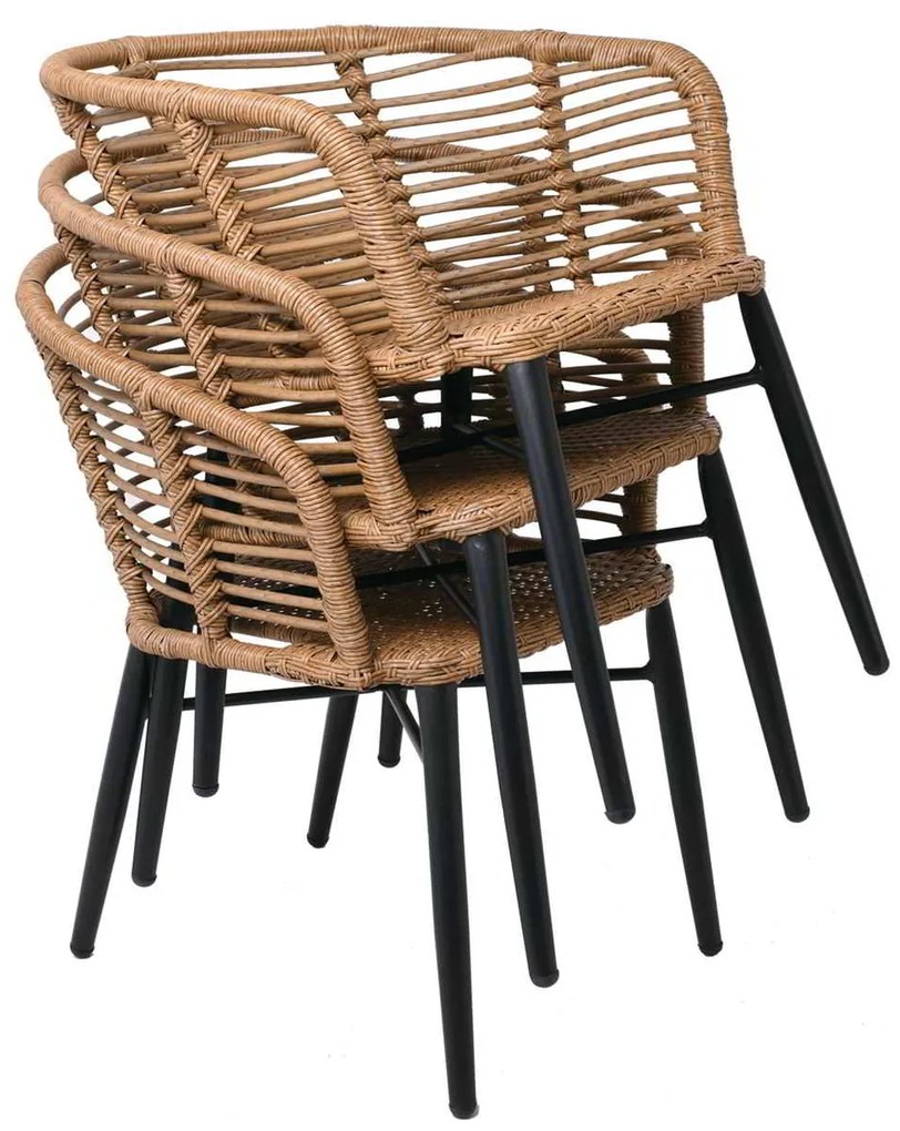 Πολυθρ. SALSA Alu STACK Στοιβαζόμενη Μαύρη/Wicker Φυσικό, Μαξ.Γκρι 57x63x74cm