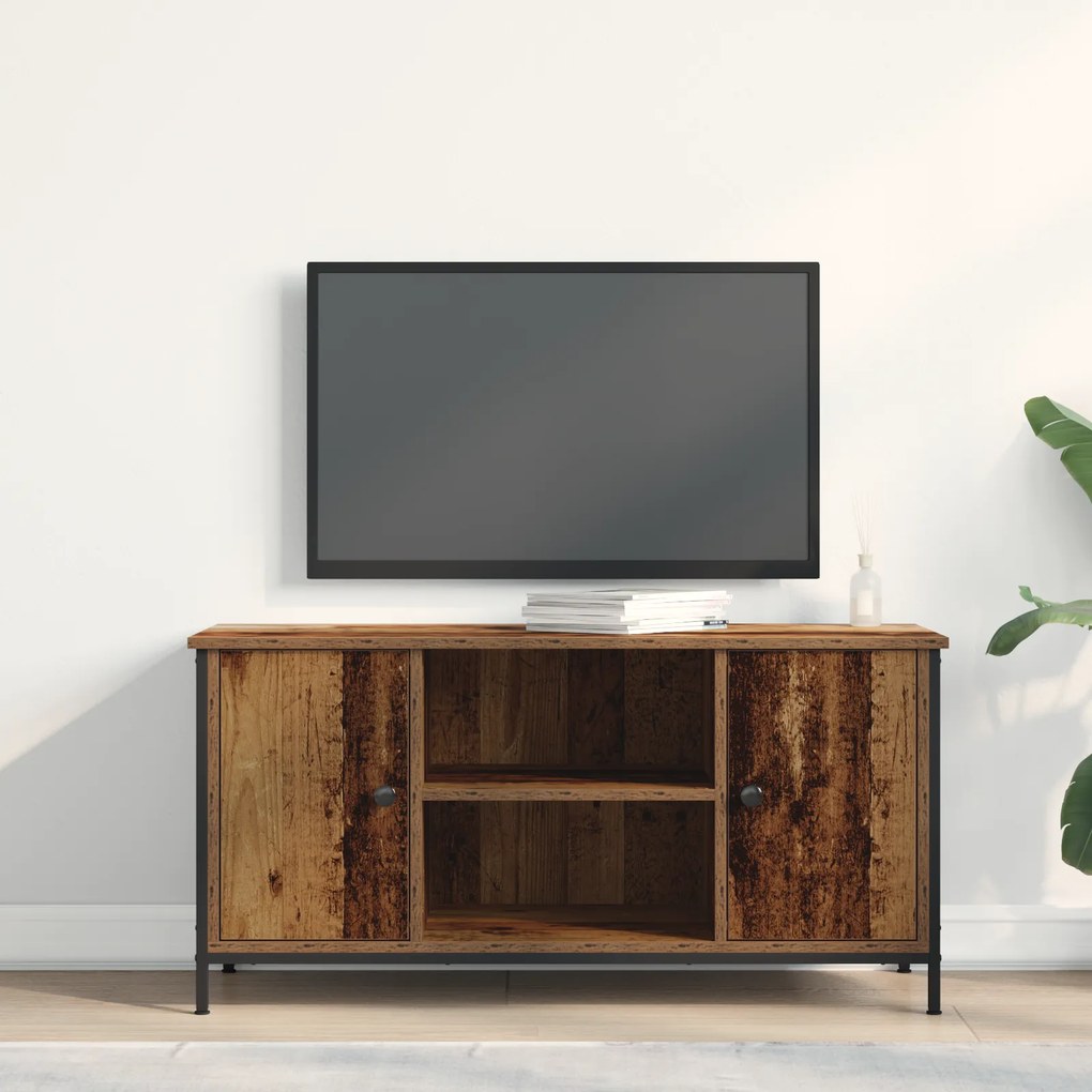 vidaXL Ντουλάπι τηλεόρασης από παλιό ξύλο 100x40x50 εκ Επεξεργασμένο ξύλο και Ατσάλι