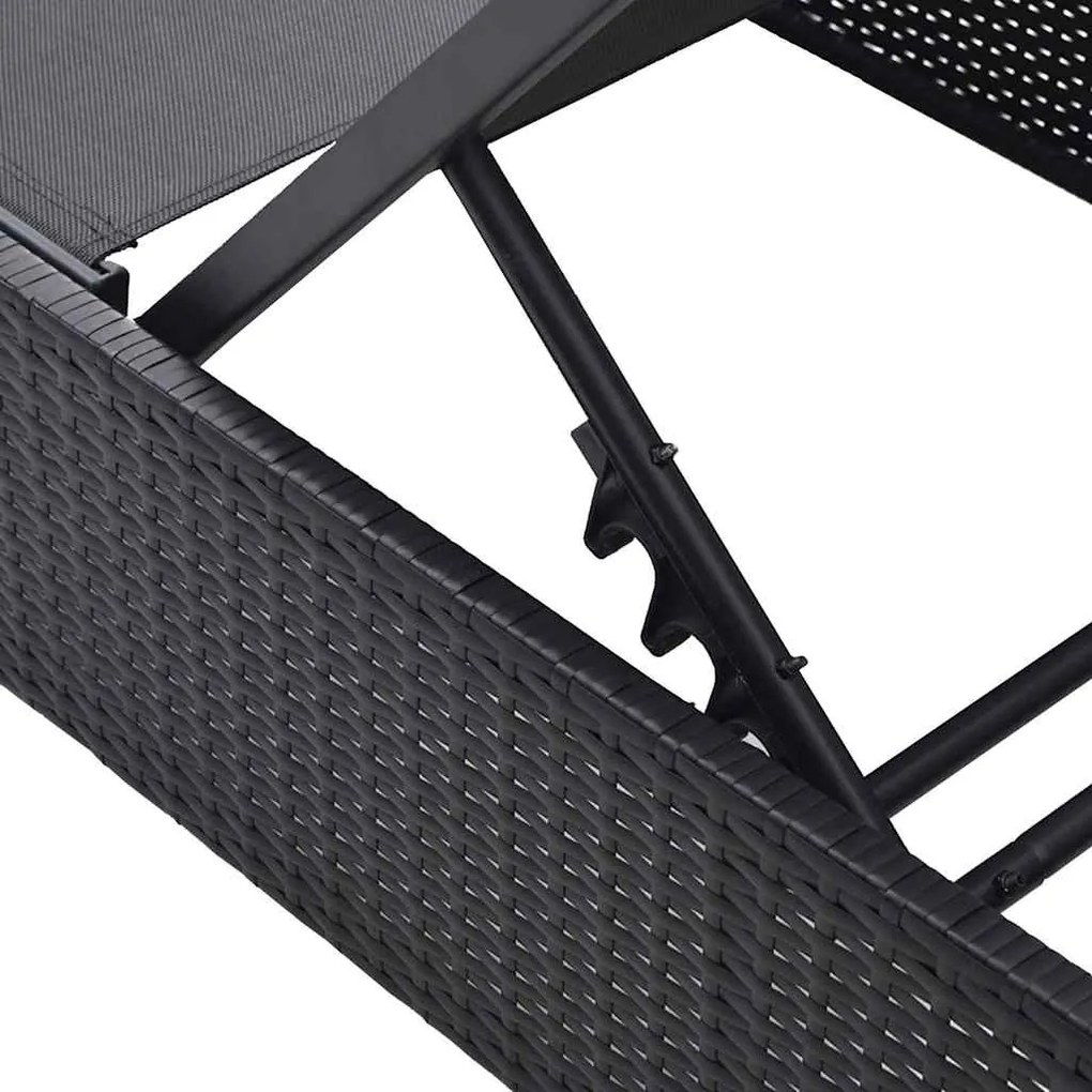 vidaXL Καρέκλα Ήλιου Μαύρη 60 x 200 x 27 cm Πολυ Ρατάν