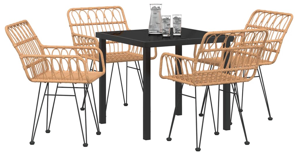 vidaXL Σετ 5 Τεμαχίων Καρέκλας Κήπου Brown Poly Rattan