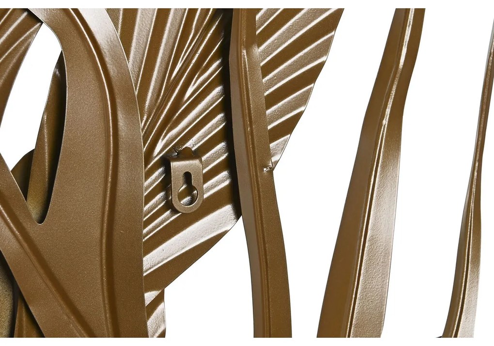 Διακόσμηση τοίχων DKD Home Decor Χρυσό Τροπικό Φύλλο φυτού 80 x 2 x 80 cm