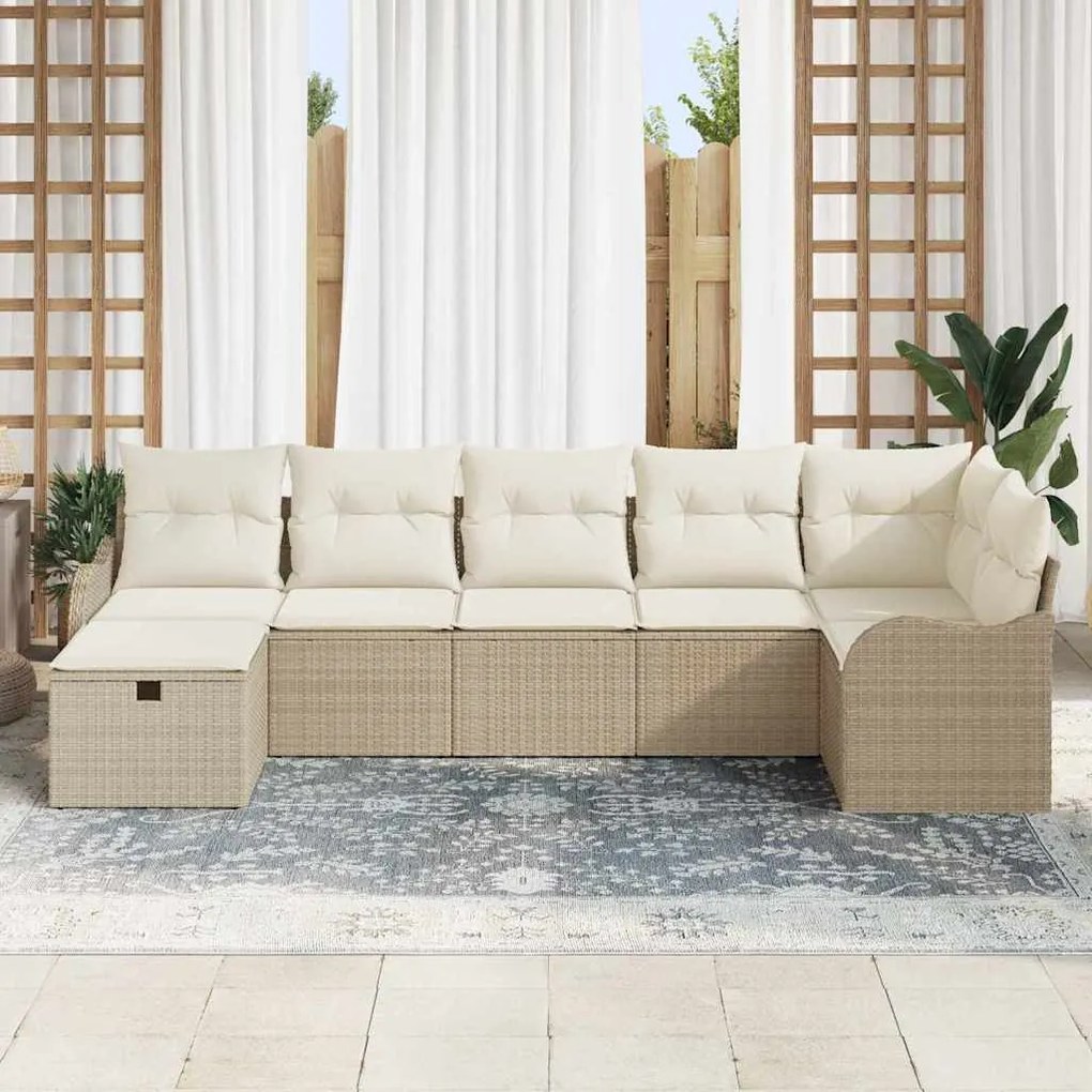 vidaXL Σετ Καναπέ Κήπου 7 pcs μπεζ και κρεμ 287.5 x 122.5 x 85 cm