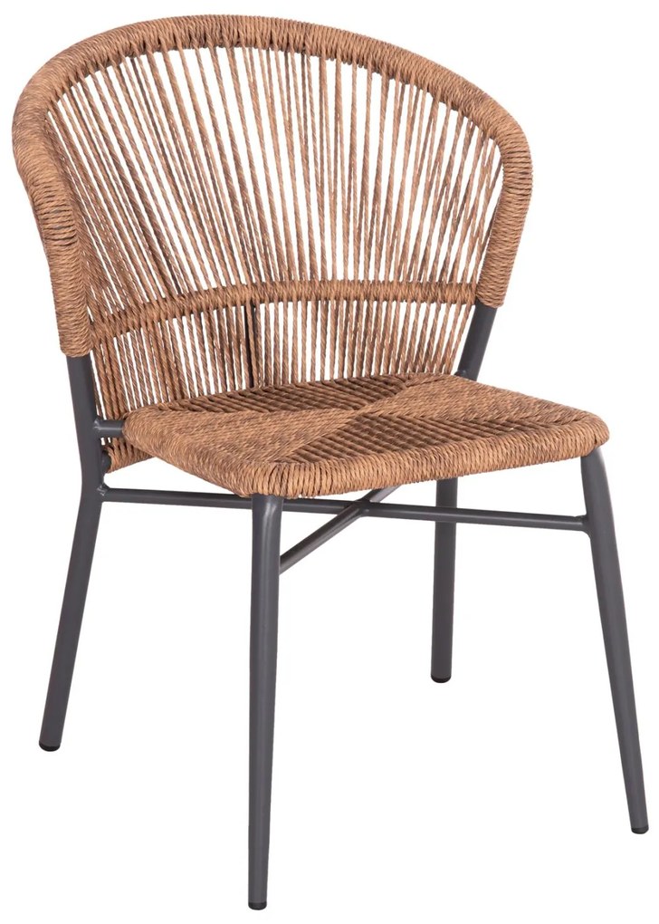Καρέκλα LYNN C6267.01 Αλουμινίου Ανθρακί με P.E. Rattan Φυσικό 57x61x79Υ εκ. 57x61x79 εκ.