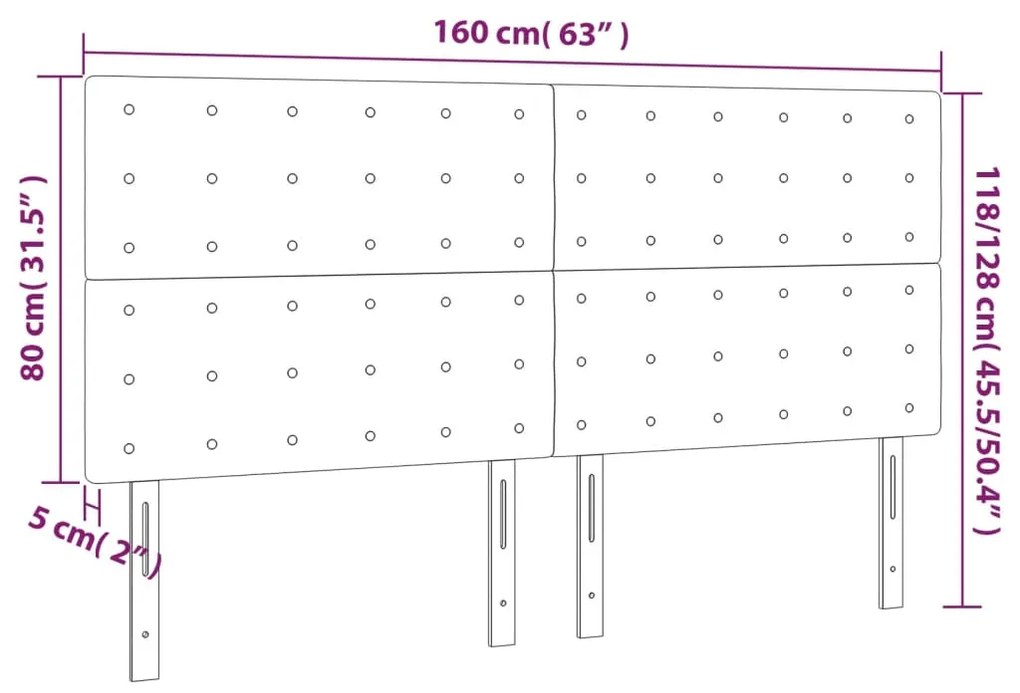 vidaXL Κεφαλάρι Κρεβατιού LED Σκούρο Πράσινο 160x5x118/128 εκ.