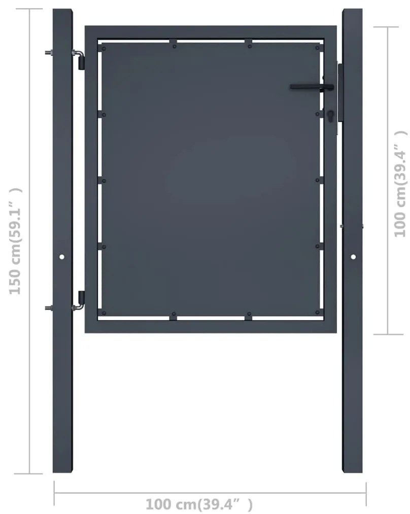 vidaXL Πόρτα Κήπου Ανθρακί 100x100 εκ. από Ατσάλι