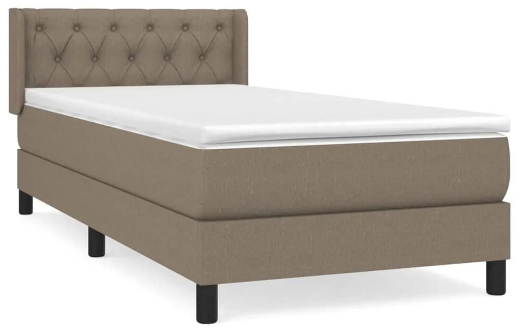 Κρεβάτι Boxspring με Στρώμα Taupe 80x200 εκ. Υφασμάτινο - Μπεζ-Γκρι