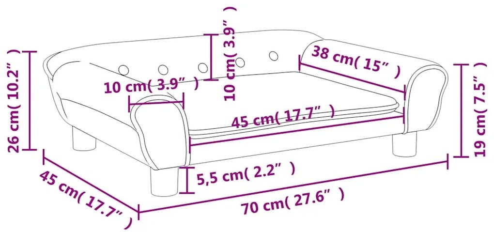 vidaXL Καναπές Παιδικός Ανοιχτό Γκρι 70 x 45 x 26 εκ. από Βελούδο
