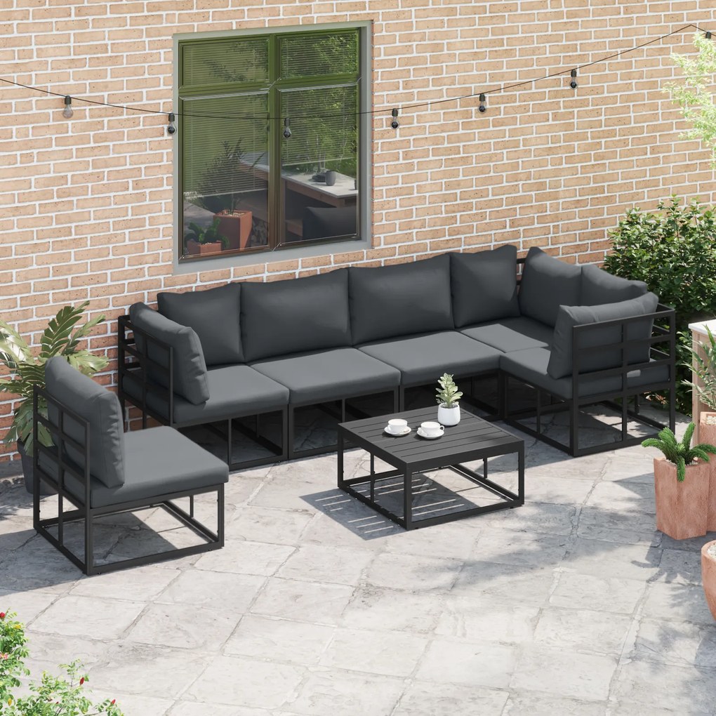 vidaXL Σετ Καναπέ Κήπου 6 pcs Μαύρο 70 x 70 x 32 εκ Αλουμίνιο