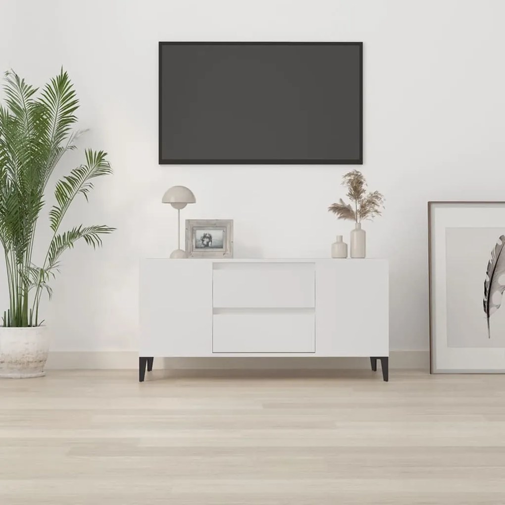 vidaXL Έπιπλο Τηλεόρασης Λευκό 102 x 44,5 x 50 εκ. Επεξεργασμένο Ξύλο