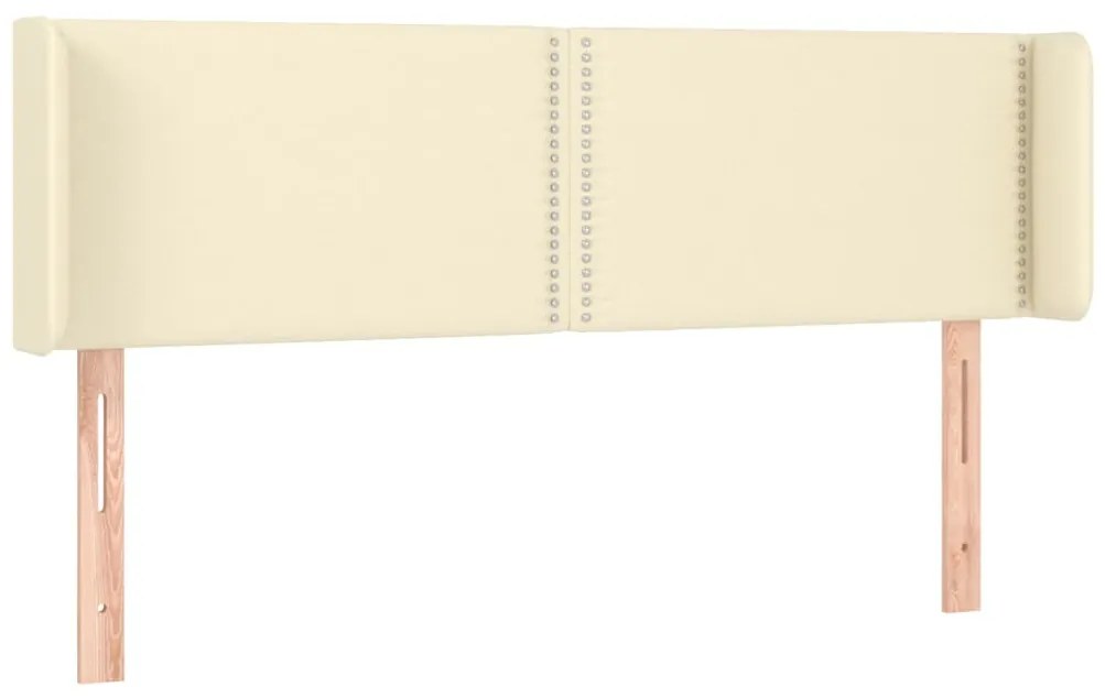 vidaXL Κεφαλάρι Κρεβατιού LED Κρεμ 147x16x78/88εκ. από Συνθετικό Δέρμα