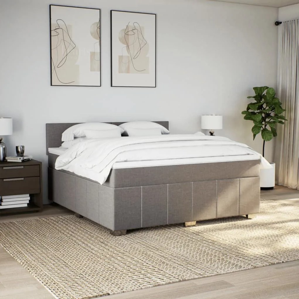 Κρεβάτι Boxspring με Στρώμα Taupe 180x200 εκ. Υφασμάτινο - Μπεζ-Γκρι