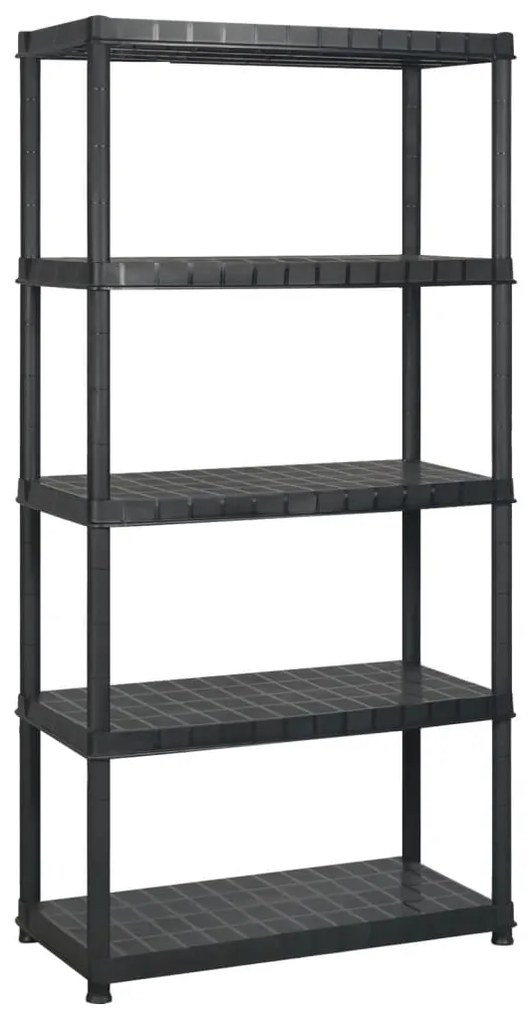 vidaXL Ραφιέρα Αποθήκευσης 5 Επιπέδων Μαύρη 255x40x185 εκ. Πλαστική
