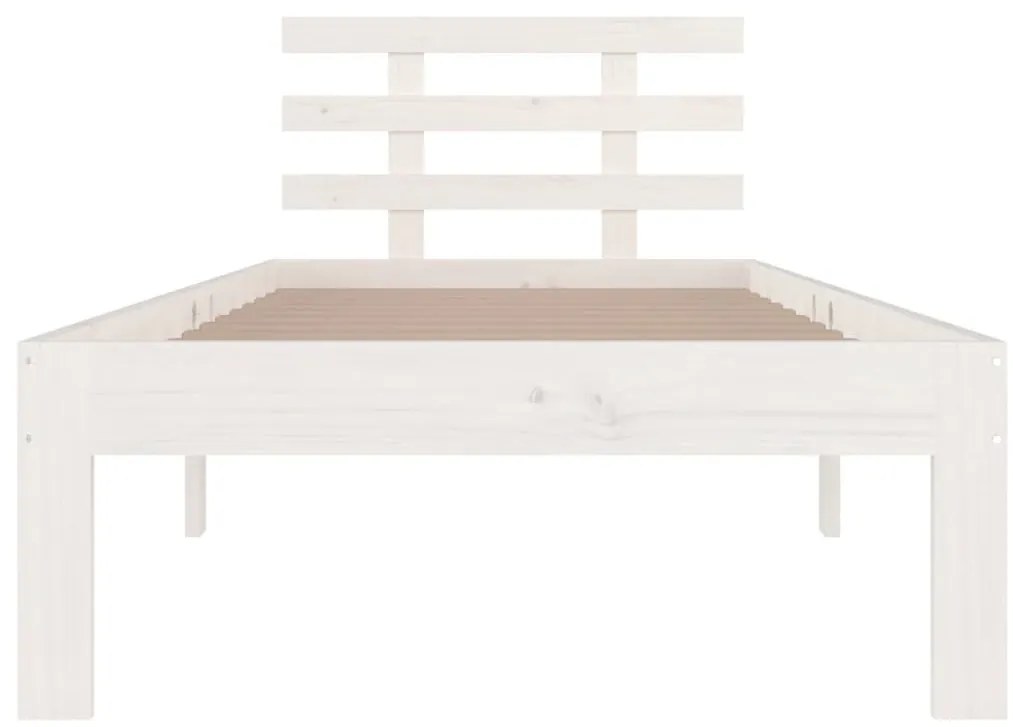 vidaXL Πλαίσιο Κρεβατιού Λευκό 100 x 200 εκ. από Μασίφ Ξύλο