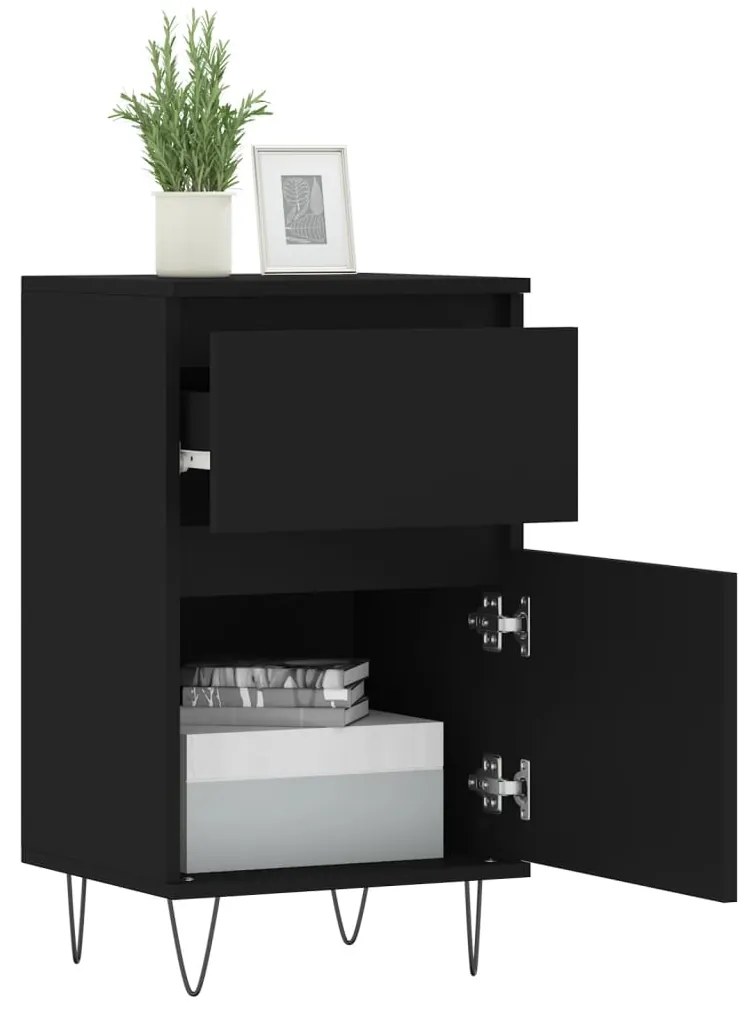 vidaXL Ντουλάπια 2 τεμ. Μαύρα 40 x 35 x 70 εκ. από Επεξεργασμένο Ξύλο