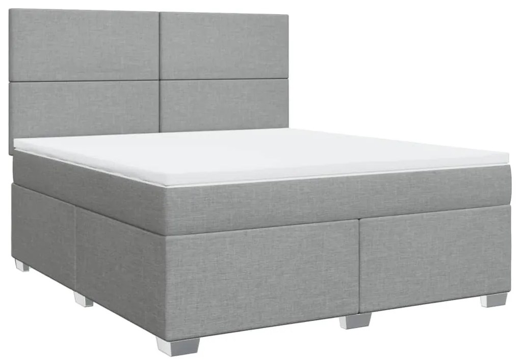 vidaXL Κρεβάτι Boxspring με Στρώμα Ανοιχτό Γκρι 180x200 εκ. Υφασμάτινο