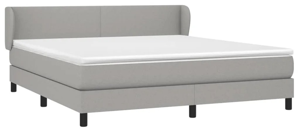 vidaXL Κρεβάτι Boxspring με Στρώμα Ανοιχτό Γκρι 180x200 εκ. Υφασμάτινο