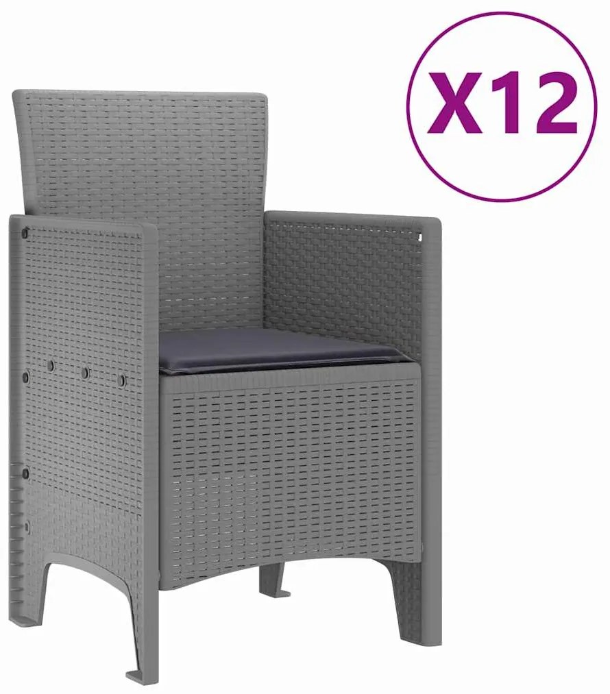 vidaXL Σέτ φαγητού για κήπο 13 pcs Ανοιχτό γκρι Rattan Polt