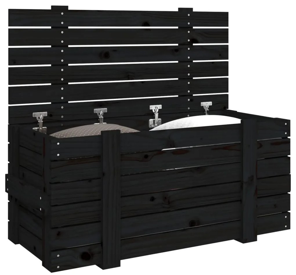 vidaXL Κουτί Αποθήκευσης Μαύρα 91x40,5x42 εκ. Μασίφ Ξύλο Πεύκου