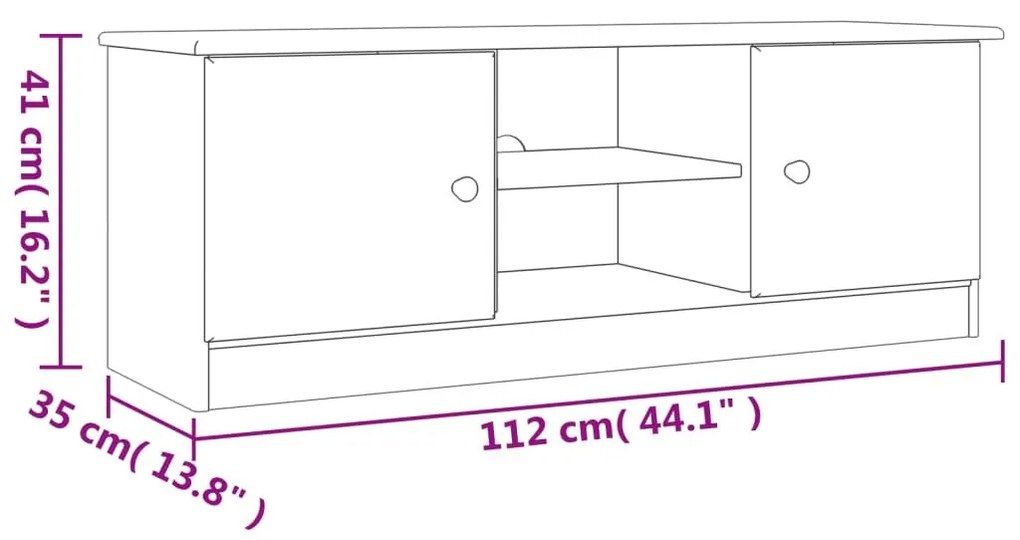 Έπιπλο Τηλεόρασης ALTA 112 x 35 x 41 εκ. από Μασίφ Ξύλο Πεύκου - Καφέ