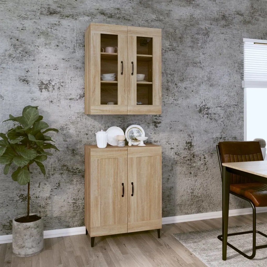 vidaXL Ντουλάπι Sonoma δρυς 69,5 x 34 x 180 εκ. από Επεξεργασμένο Ξύλο