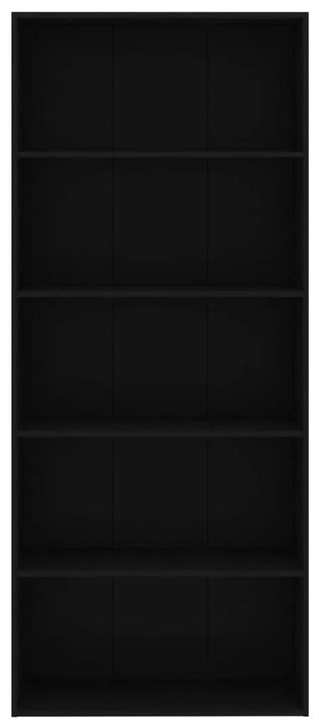 vidaXL Βιβλιοθήκη με 5 Ράφια Μαύρη 80 x 30 x 189 εκ. Μοριοσανίδα
