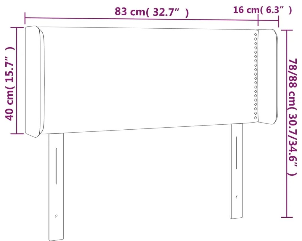 vidaXL Κεφαλάρι Κρεβατιού LED Λευκό 83x16x78/88εκ. από Συνθετικό Δέρμα