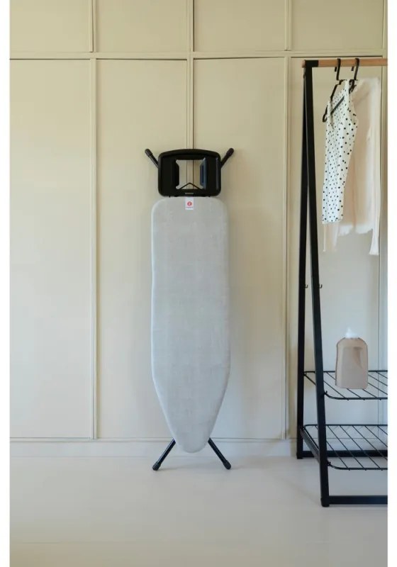 Τραπέζι σιδερώματος Brabantia B 1008893, 124x38 cm, 7 θέσεις ρύθμισης, Μεγάλη θήκη σίδερου, Ανοιχτό γκρι