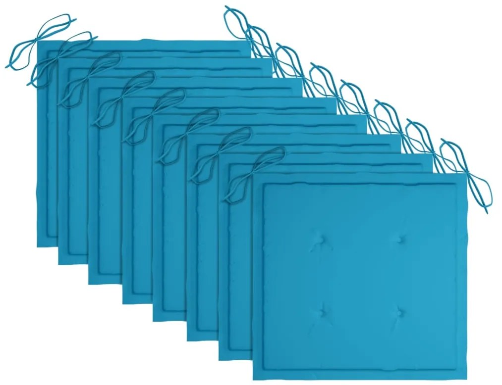 vidaXL Καρέκλες Κήπου 8 τεμάχια από Μασίφ Ξύλο Teak με Μαξιλάρια